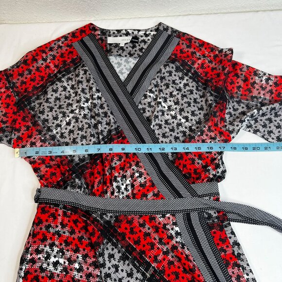 Preen Edition Mixed Media Wrap Dress Plaid Floral Red Black US 10 - Picture 5 of 11